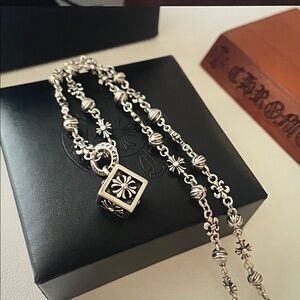 Chrome Hearts Silver Necklace with Floral Details